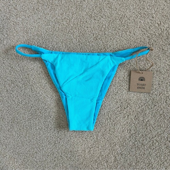 2/$70 NWT Free People Toast  Signature Stitch Bottom Turquoise Sea Rib String - Picture 2 of 3
